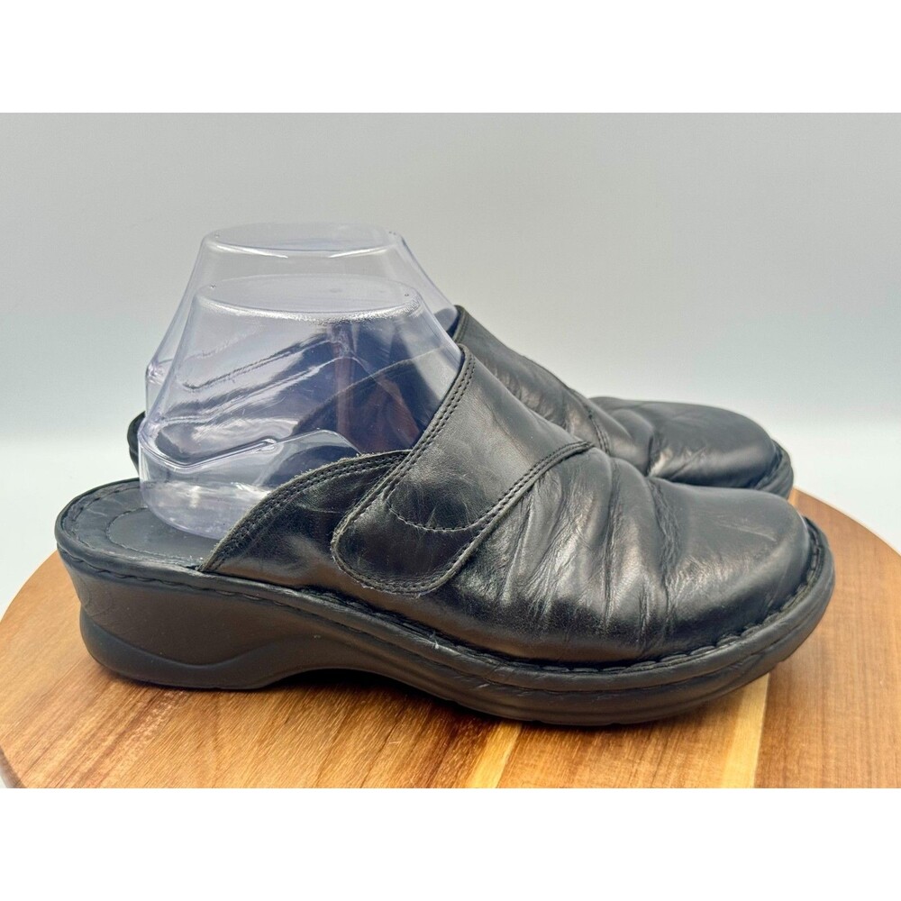 JOSEF SEIBEL Carole Women's Black Leather Clog Mules Slide On EU 40/ US 9-9.5